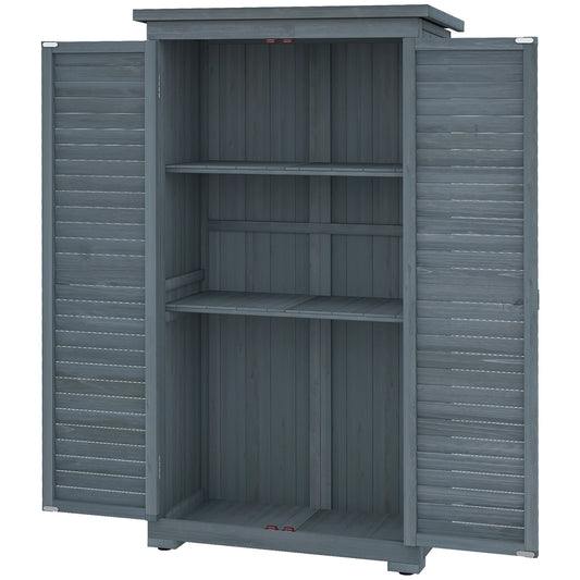 Outdoor Garden Shed, Wooden Tool Storage, 3-Tier Shelves, 34.3" x 18.3" x 63", Grey Sheds Grey at Gallery Canada