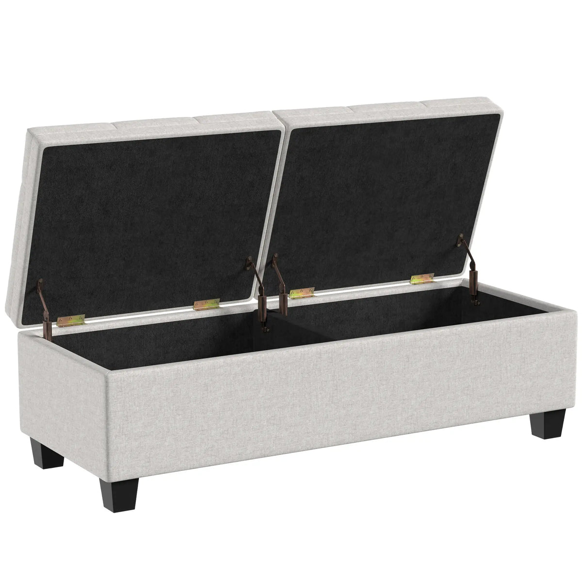 51.2" Storage Ottoman Bench, End of Bed Bench, Cream White
