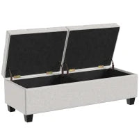 51.2" Storage Ottoman Bench, End of Bed Bench, Cream White