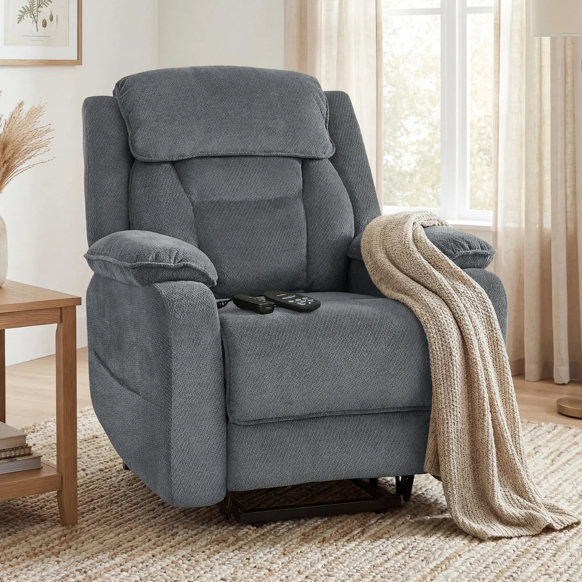 Power Recliner Chair With Massage, Electric Lift Chair, Grey Electric Power Lift Chairs at Gallery Canada