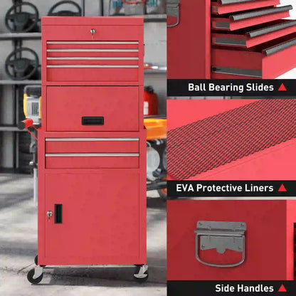 Large Tool Cabinet, 3-in-1 Rolling Chest, Storage Organizer with 6 Drawers, Red Tool Organizers at Gallery Canada