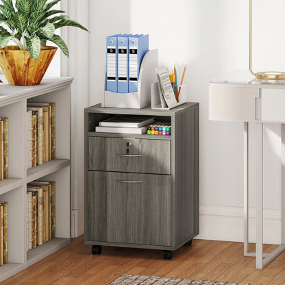 24" Filing Cabinet, Lockable Drawer, Wheels, Distressed Grey Office Cabinets & Cupboards at Gallery Canada