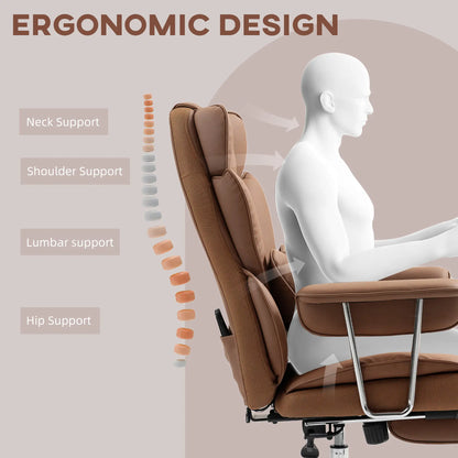 400LBS Massage Office Chair, 6-Point Vibration, Footrest, Lumbar Support, Brown Massage Chairs at Gallery Canada