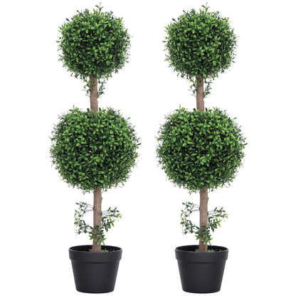 2 Pack 36.1" Artificial Boxwood Topiary Ball Trees, With Pot, Green Artificial Trees at Gallery Canada