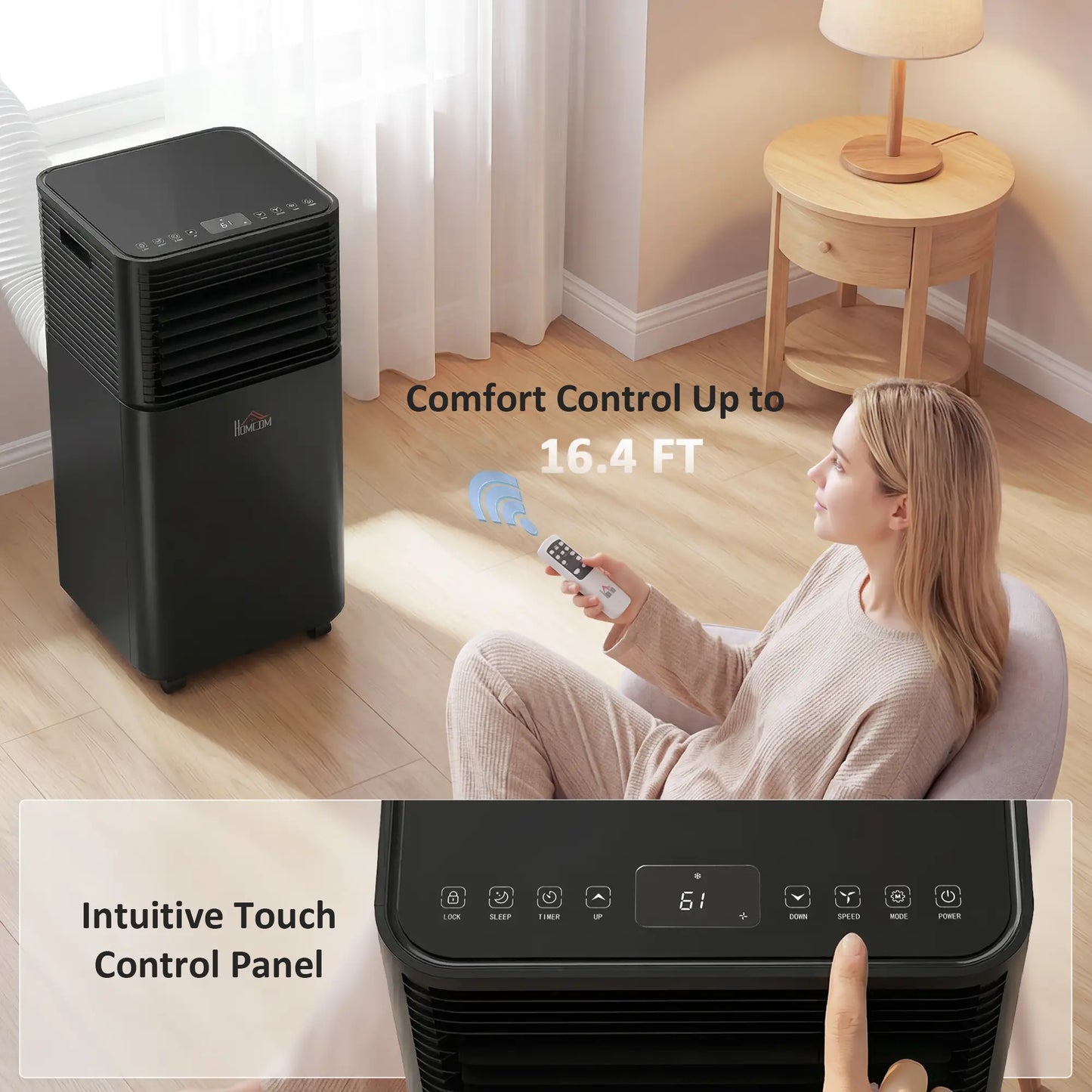 8000 BTU Portable Air Conditioner, Fan, Dehumidifier, Remote, 24H Timer, Black Air Conditioner at Gallery Canada