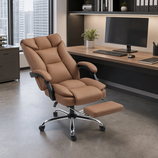 Executive Office Chair, Ergonomic Desk Chair with Footrest, Brown Executive & Manager Chairs Brown at Gallery Canada
