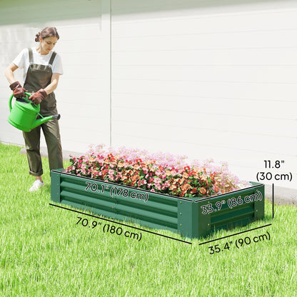 6 x 3 x 1ft Galvanized Raised Garden Bed, Reinforced Outdoor Planter Box, Green