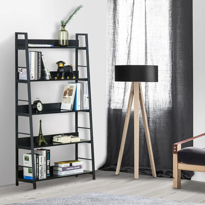 5-Tier Bookshelf, Metal Frame, Wooden Shelves, Living Room Furniture, Black Display Bookshelves at Gallery Canada