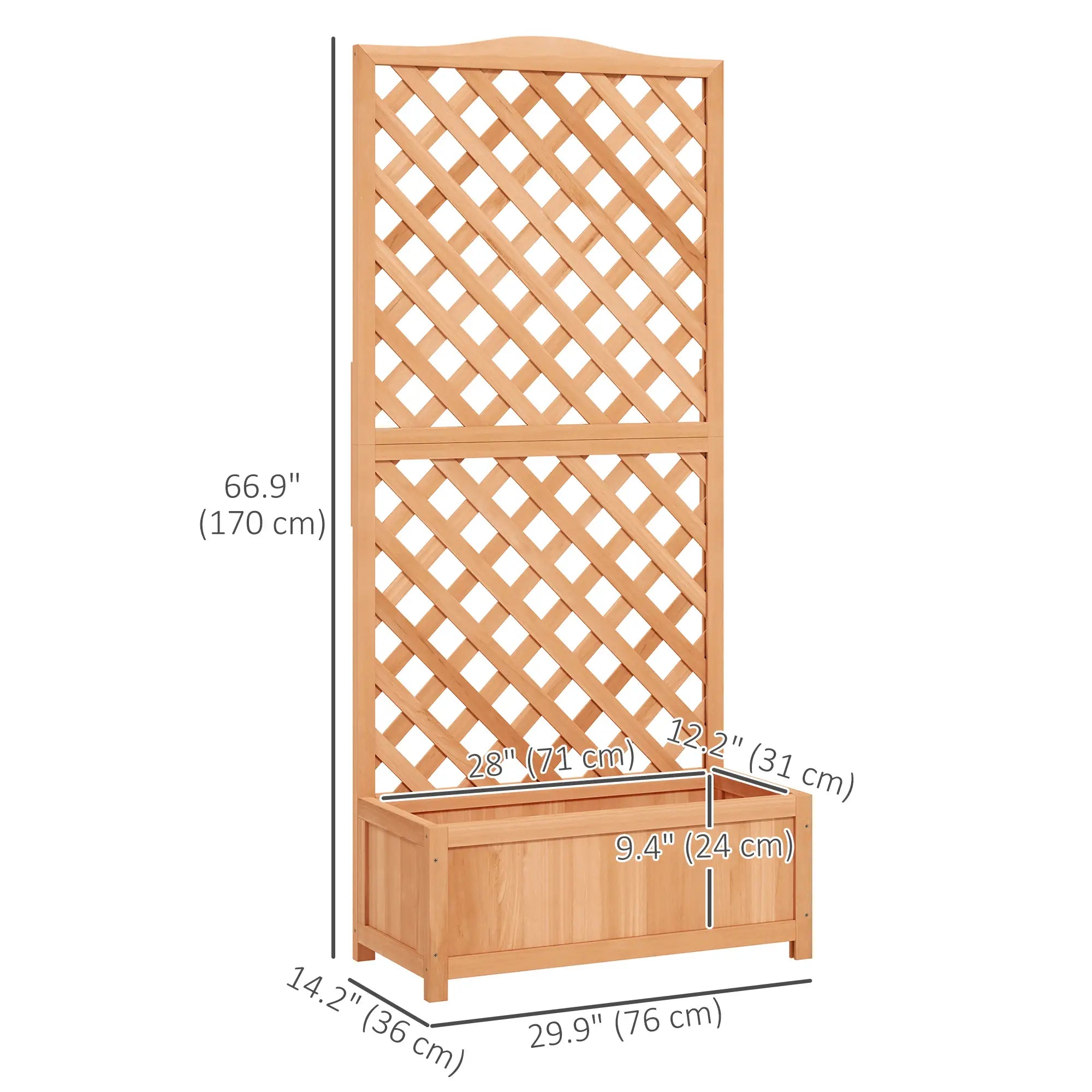 Wood Planter with Trellis, Raised Garden Bed, 30
