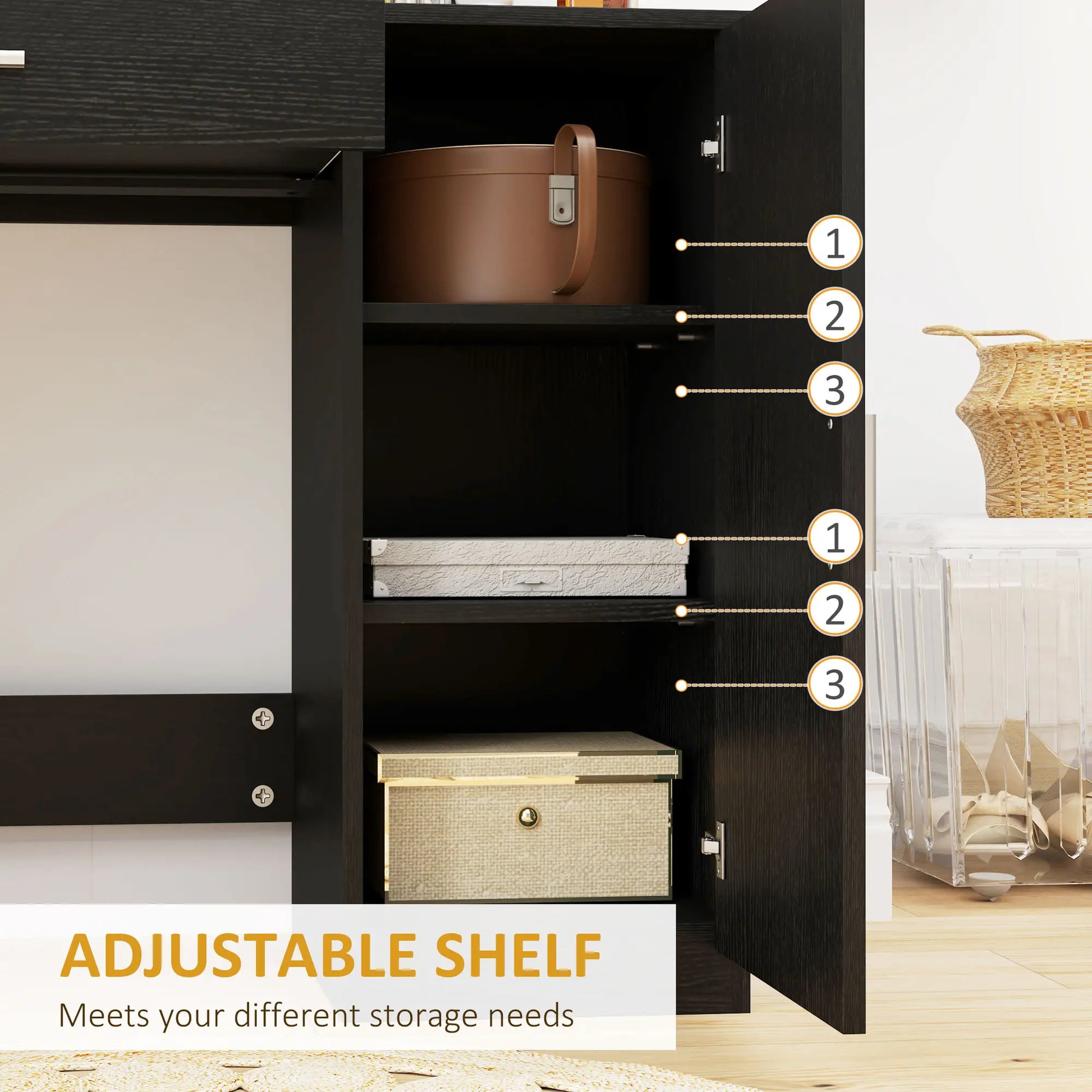 Dressing Table with Mirror, Drawer, Storage Shelves, 35.4" x 15" x 54.3", Black Dressing & Vanity Tables at Gallery Canada