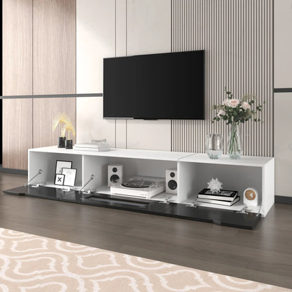 TV Stand With LED Lighting, 71" L x 12" W x 12" H, Black+White TV Stands at Gallery Canada