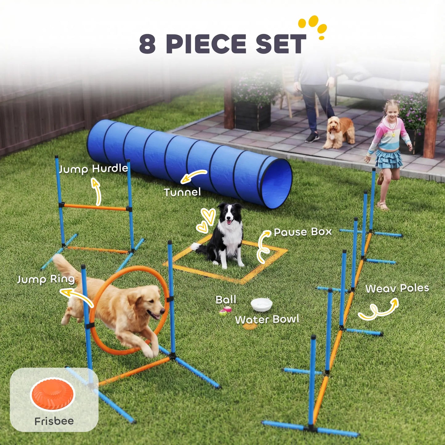 Dog Agility Training Equipment, 8PCS Obstacle Course Starter Kit Dog Agility Training Equipment at Gallery Canada