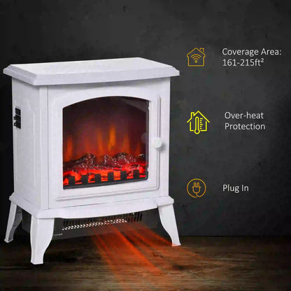 Electric Fireplace Heater, Freestanding, Realistic Flame, 750W/1500W, White Electric Fireplaces at Gallery Canada