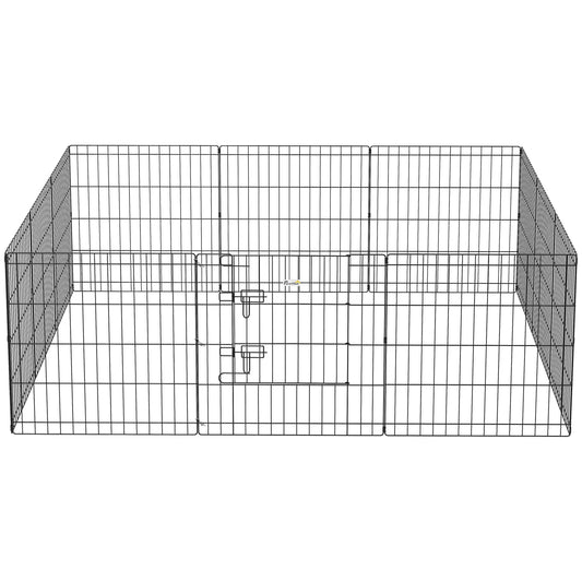 24 Inch Foldable Metal Pet Playpen, Dog Kennel Cage, 12 Panels Dog PlayPens Black at Gallery Canada