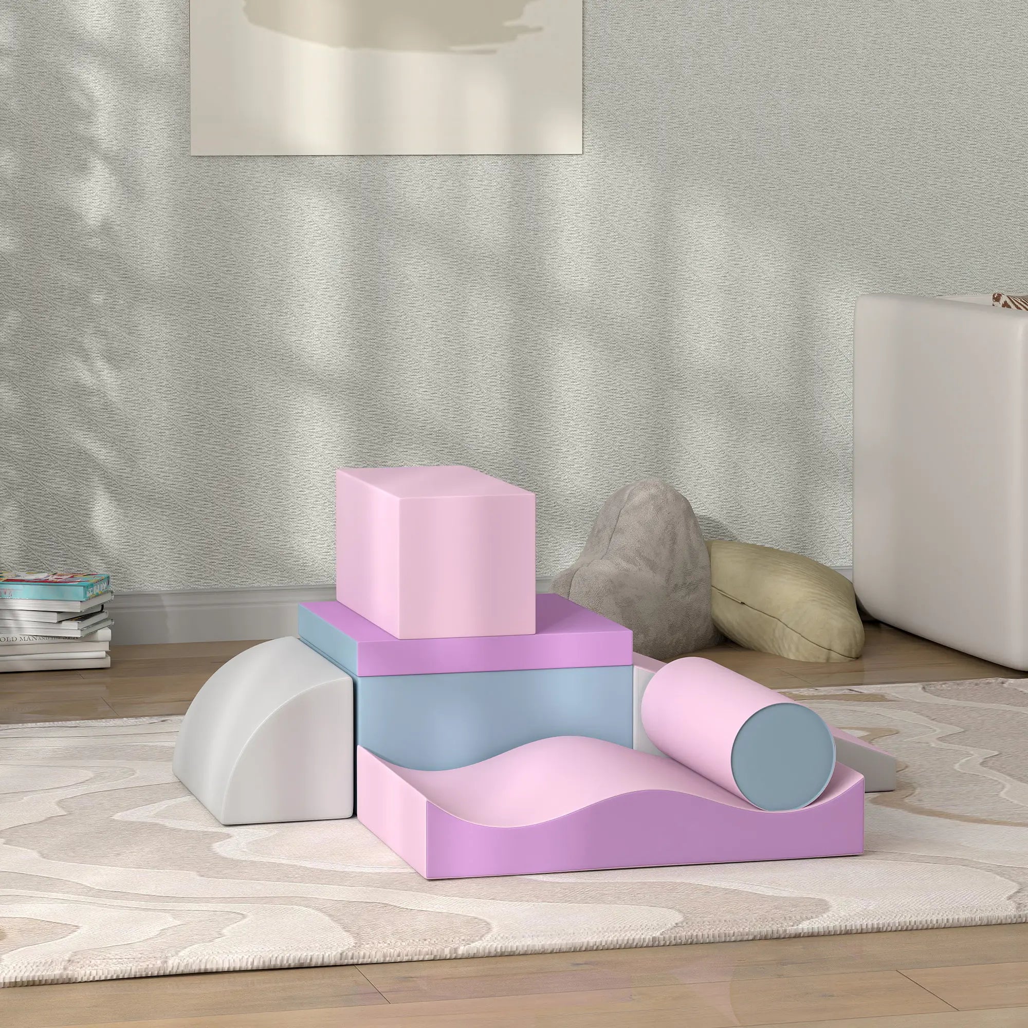 7 Pieces Soft Play Foam Climbing Blocks, Indoor Kids Play Toys, Light Color Kids Gym & Playmats at Gallery Canada