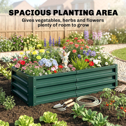 Galvanized Raised Garden Bed, Outdoor Planter Box, 4' x 2' x 1', Green Galvanized Planter Boxes at Gallery Canada
