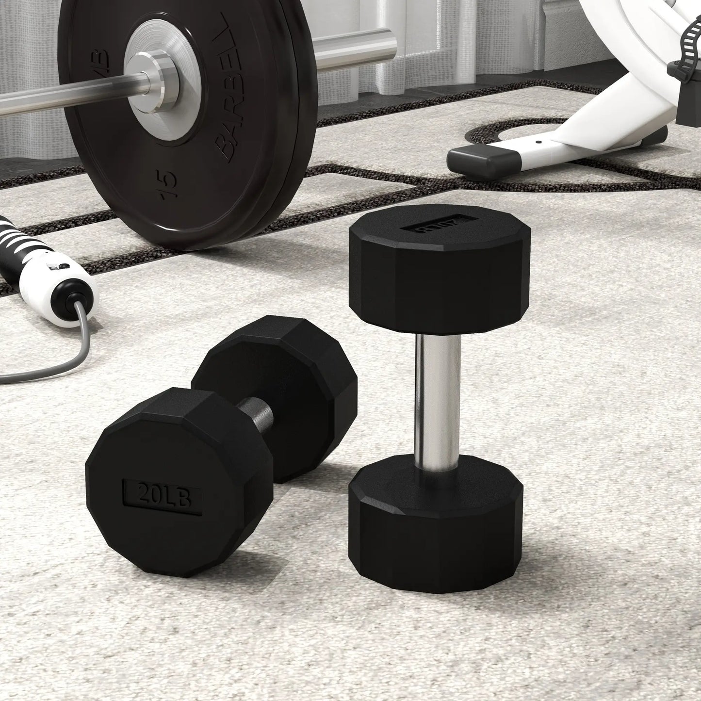 2 x 20lbs Dumbbells Set, Non-Slip Grip, Rubber Covered Weights Dumbbells & Barbells at Gallery Canada