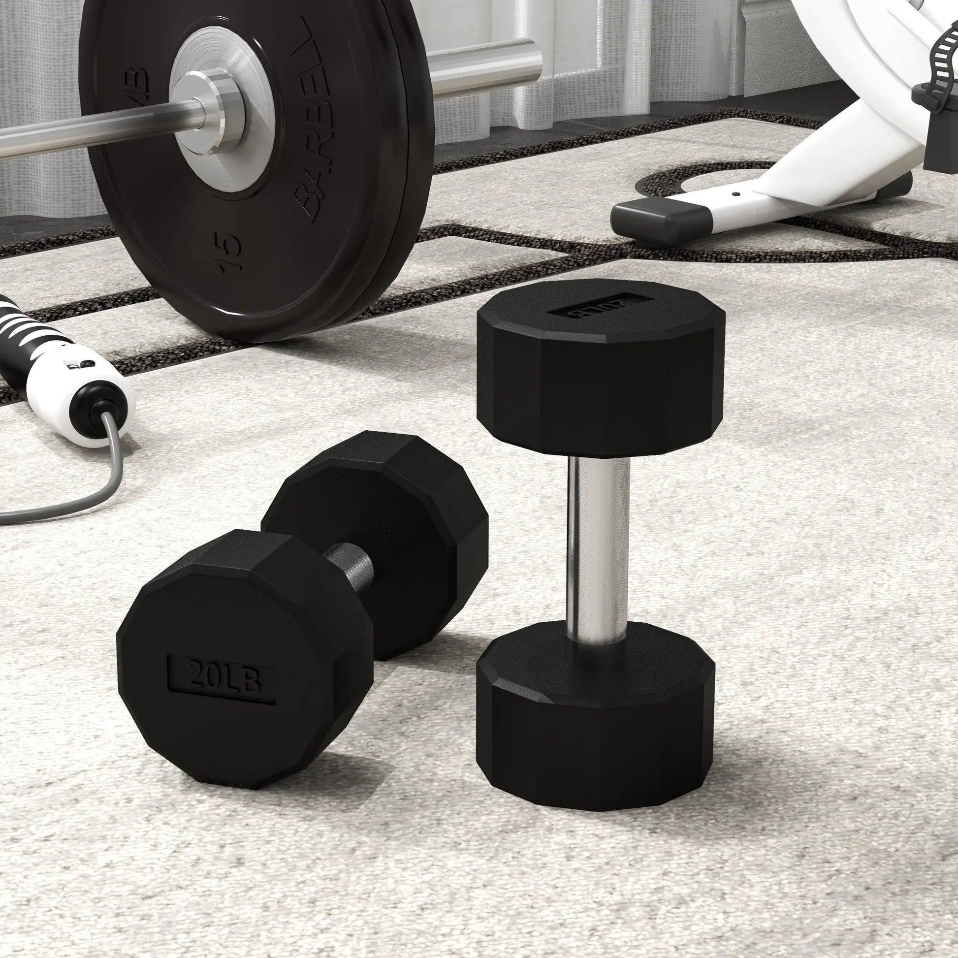 2 x 20lbs Dumbbells Set, Non-Slip Grip, Rubber Covered Weights Dumbbells & Barbells at Gallery Canada
