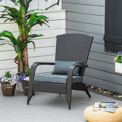 PE Rattan Adirondack Chair, Outdoor Fire Pit Chair with Cushions, Light Grey Patio Chairs at Gallery Canada