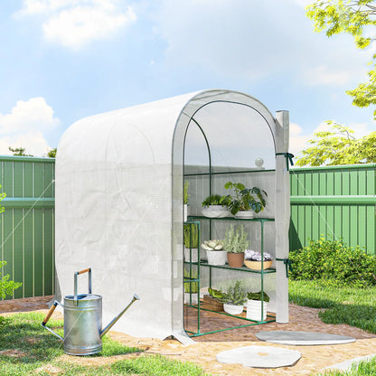 Walk-in Mini Greenhouse With Shelves, Portable Outdoor, 123 x 187 x 189 cm, White Greenhouses at Gallery Canada