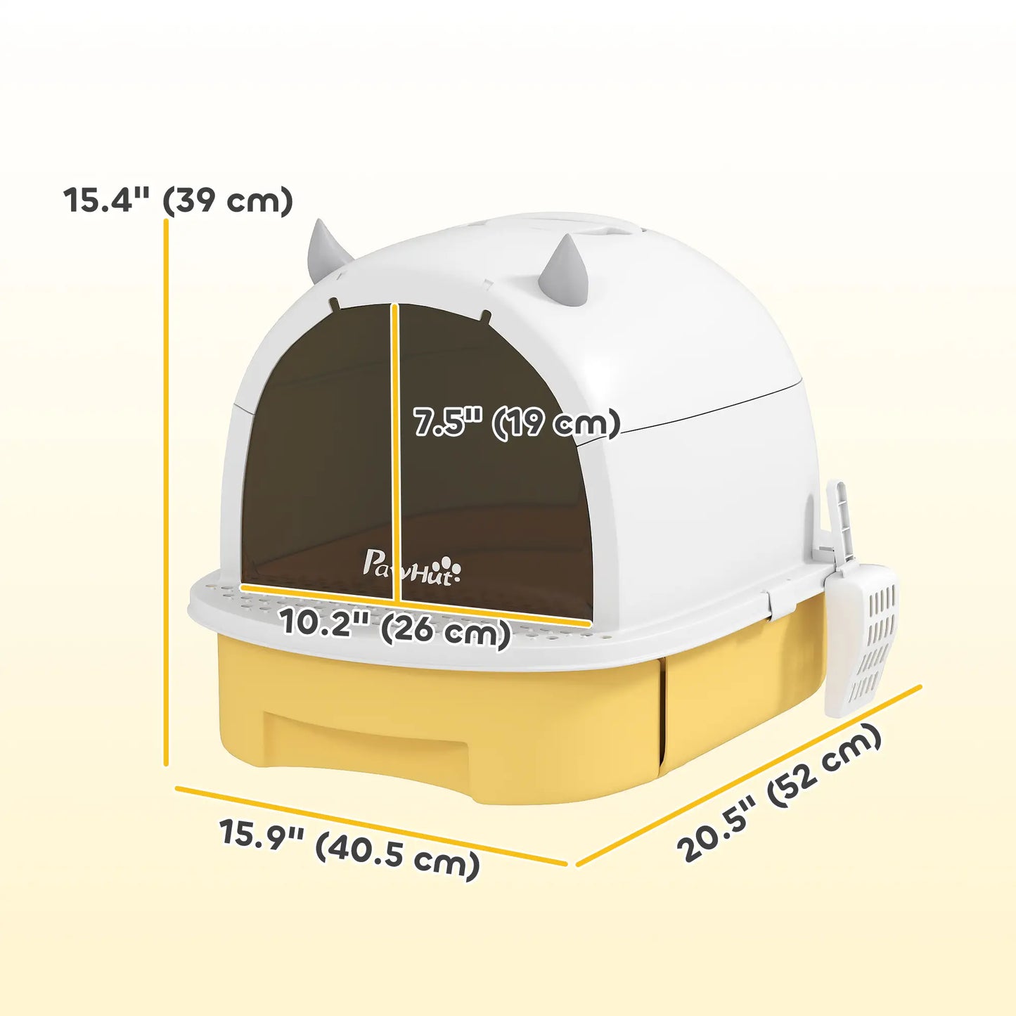 Cat Litter Box With Lid, Front Door Flap, Scoop, Handle, Yellow Cat Litter Box Enclosures at Gallery Canada