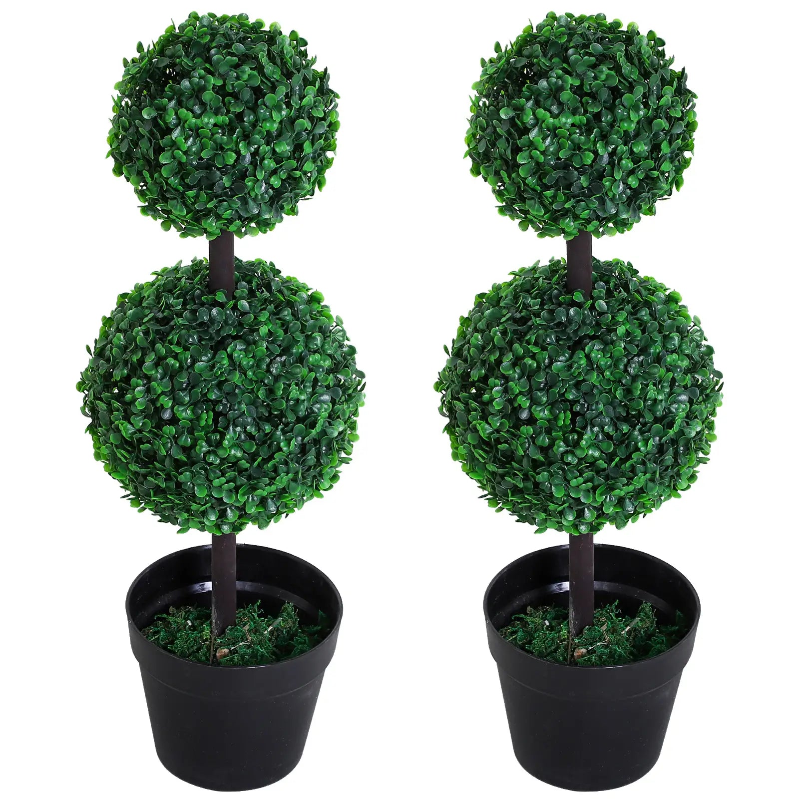 Artificial Topiary Tree Set, 2 Ball Design, Home Office Decor, Dark Green Artificial Trees Dark Green, Jet Black at Gallery Canada