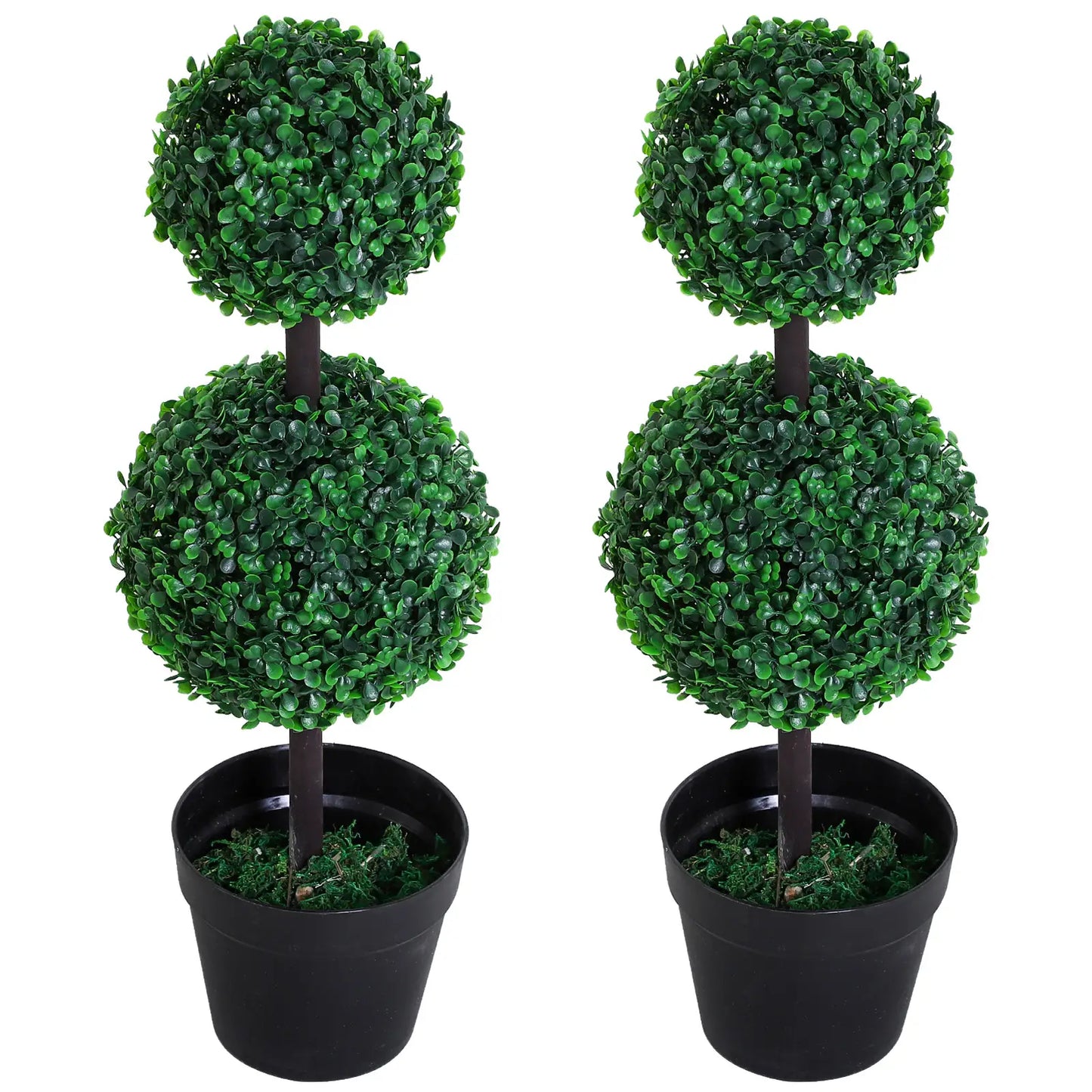 Artificial Topiary Tree Set, 2 Ball Design, Home Office Decor, Dark Green Artificial Trees Dark Green, Jet Black at Gallery Canada