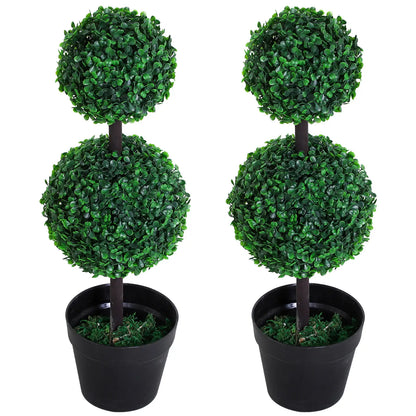 Artificial Topiary Tree Set, 2 Ball Design, Home Office Decor, Dark Green Artificial Trees Dark Green, Jet Black at Gallery Canada