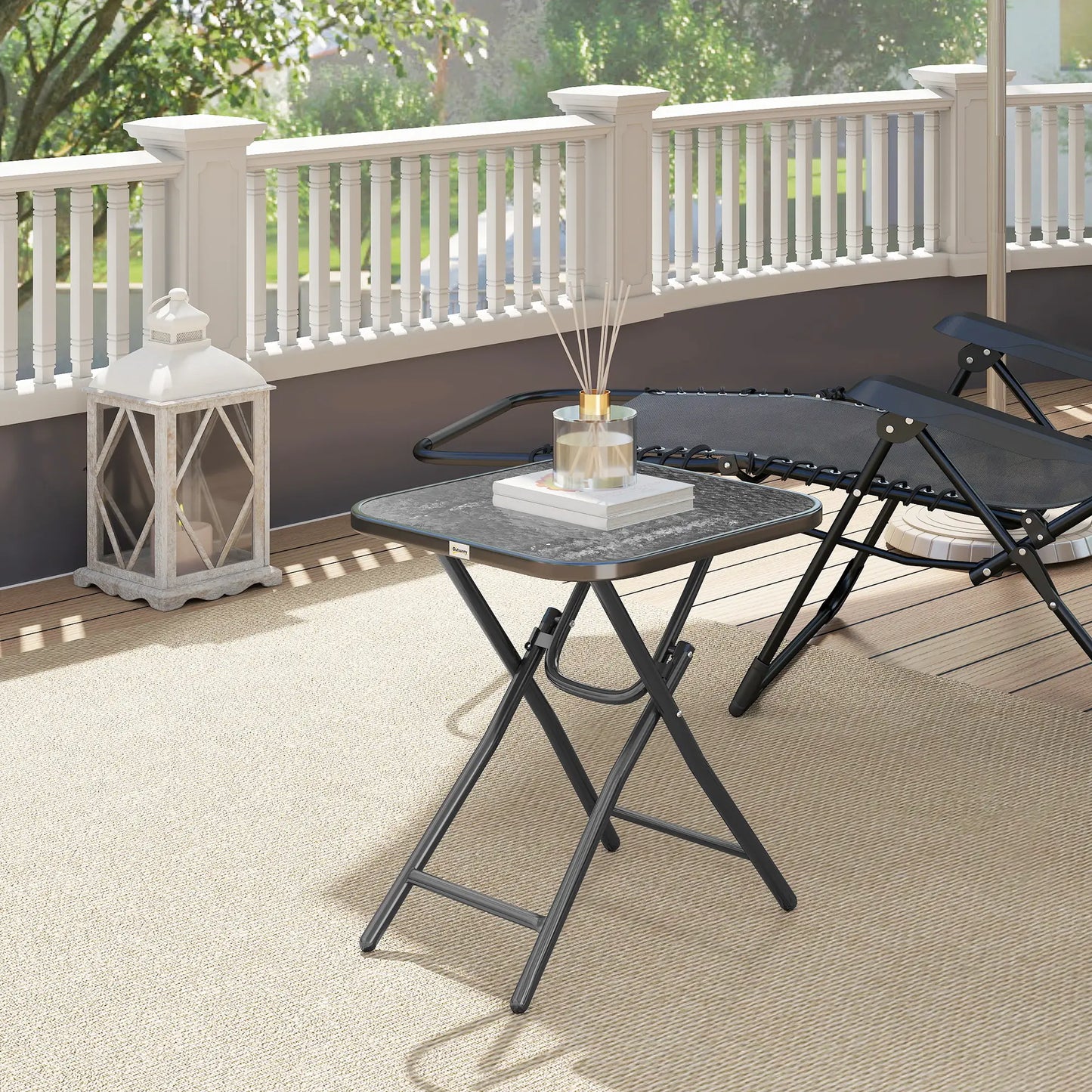 Folding Coffee Table, Tempered Glass Tabletop, Portable Bistro Table Patio Side Tables at Gallery Canada
