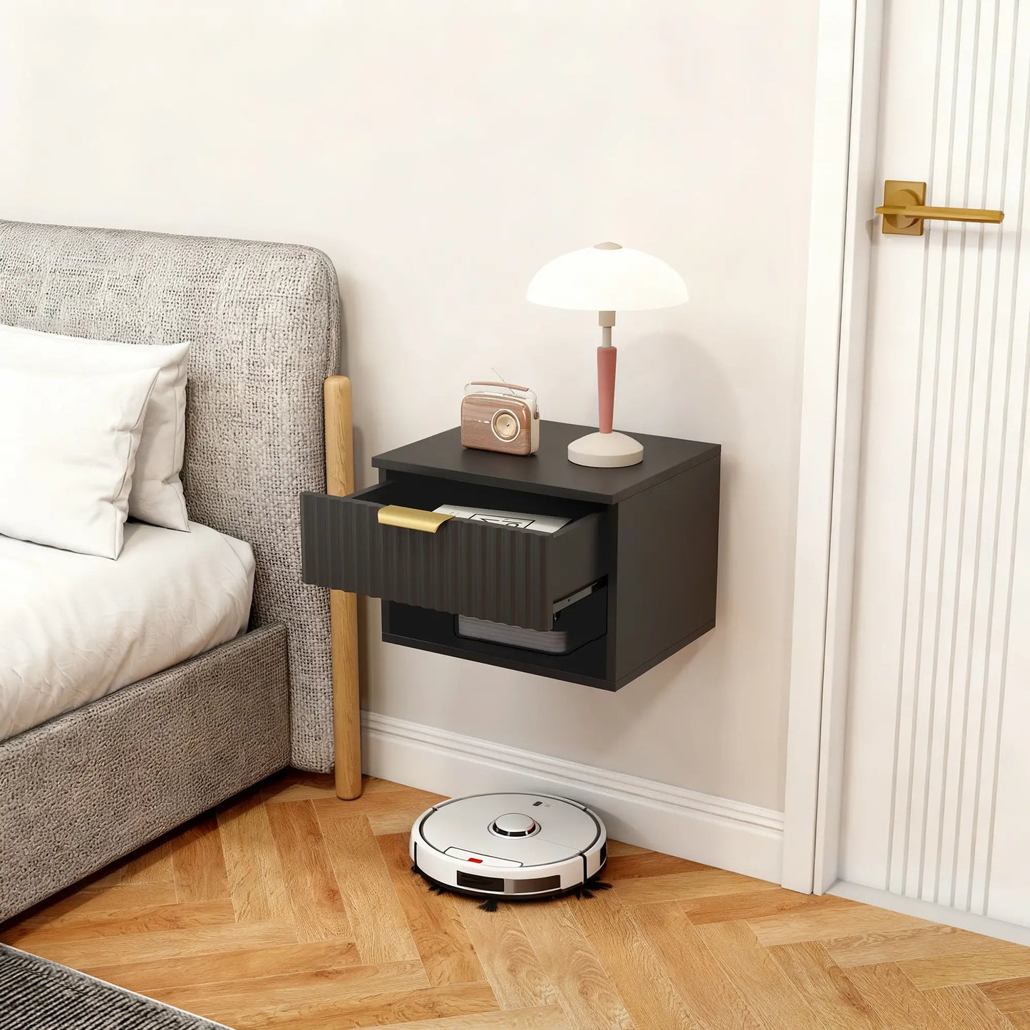 Floating Nightstands, Wall Mounted Bedside Tables Set of 2, Black Bedside Tables at Gallery Canada