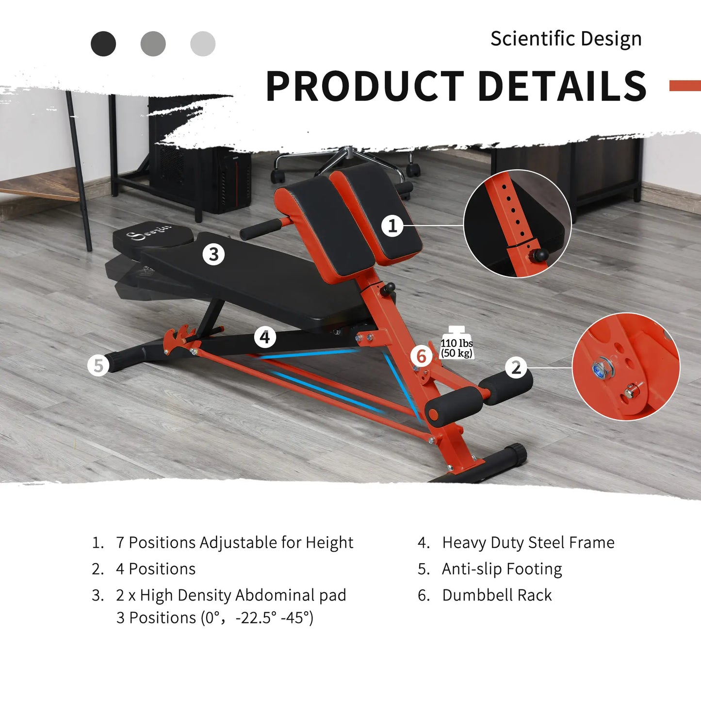 Adjustable Weight Bench, Roman Chair, Hyper Extension, Ab Sit Up, Black and Red Weight Benches at Gallery Canada