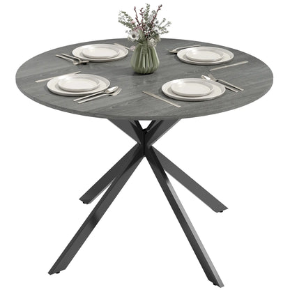 40" Round Kitchen Table For 4, Industrial Dining Table, Distressed, Grey Dining Tables at Gallery Canada