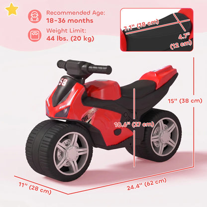Vélo d'équilibre avec musique, pneus larges, rouge