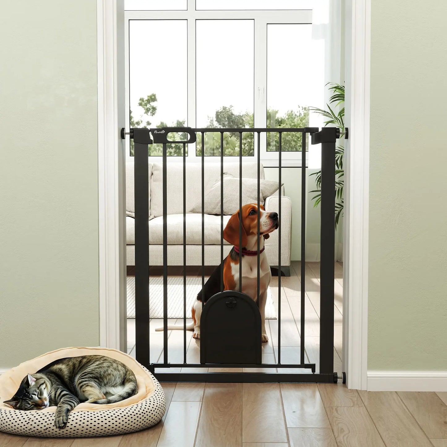 30"-32" Extra Wide Pet Gate, 35"H, Small Door, Black Houses, Kennels & Pens at Gallery Canada