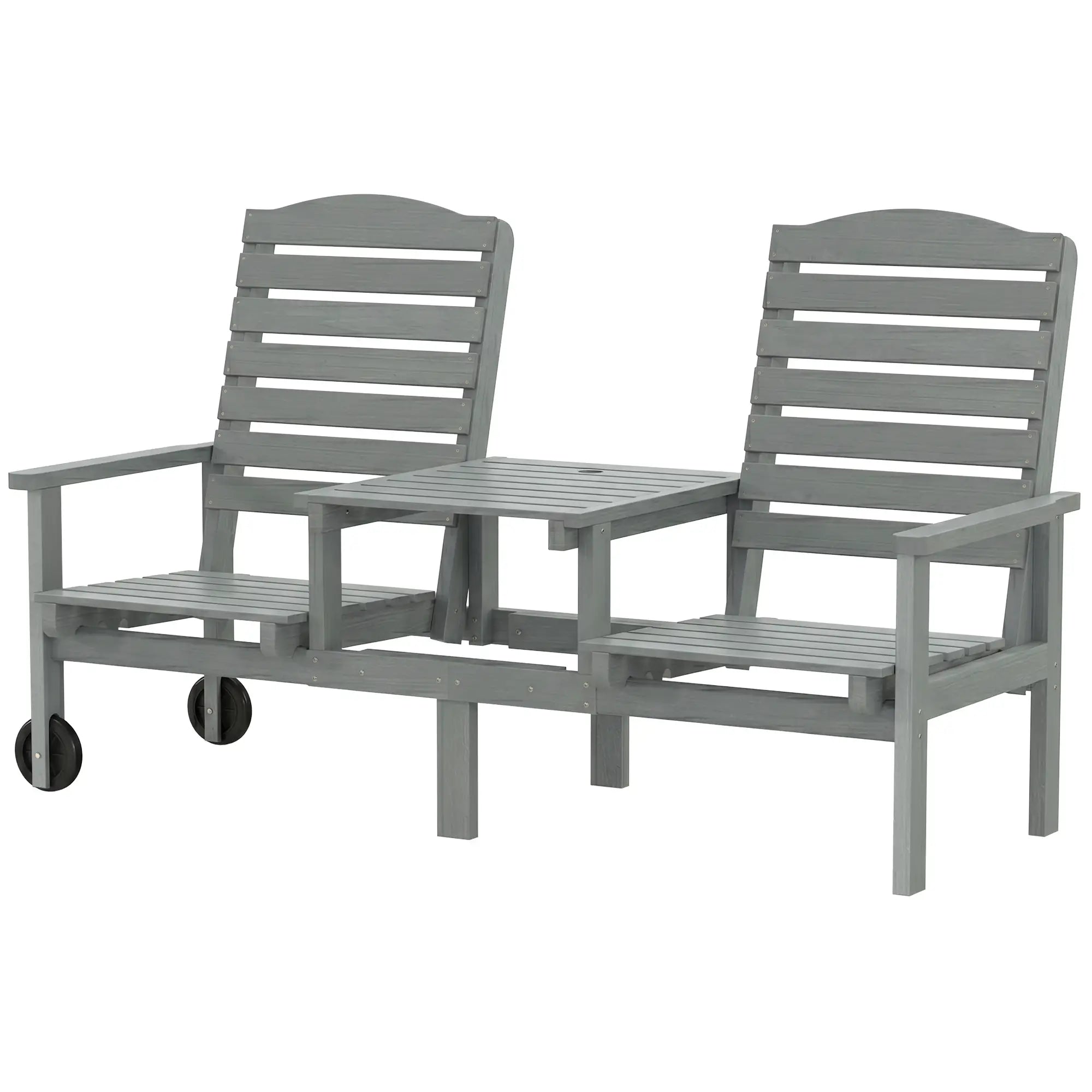 Outdoor Bench With Wheels, Adjustable High Back, 2 Seater Loveseat, Grey Piano Benches Grey at Gallery Canada