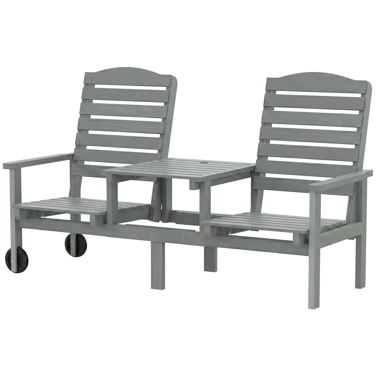 Outdoor Bench With Wheels, Adjustable High Back, 2 Seater Loveseat, Grey Piano Benches Grey at Gallery Canada
