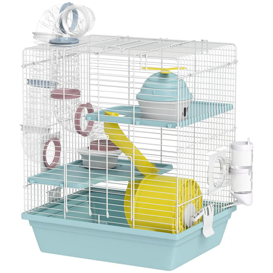 3-Level Hamster Cage With Exercise Wheel, Play Tube, Water Bottle, Blue Hamster Cages Blue at Gallery Canada