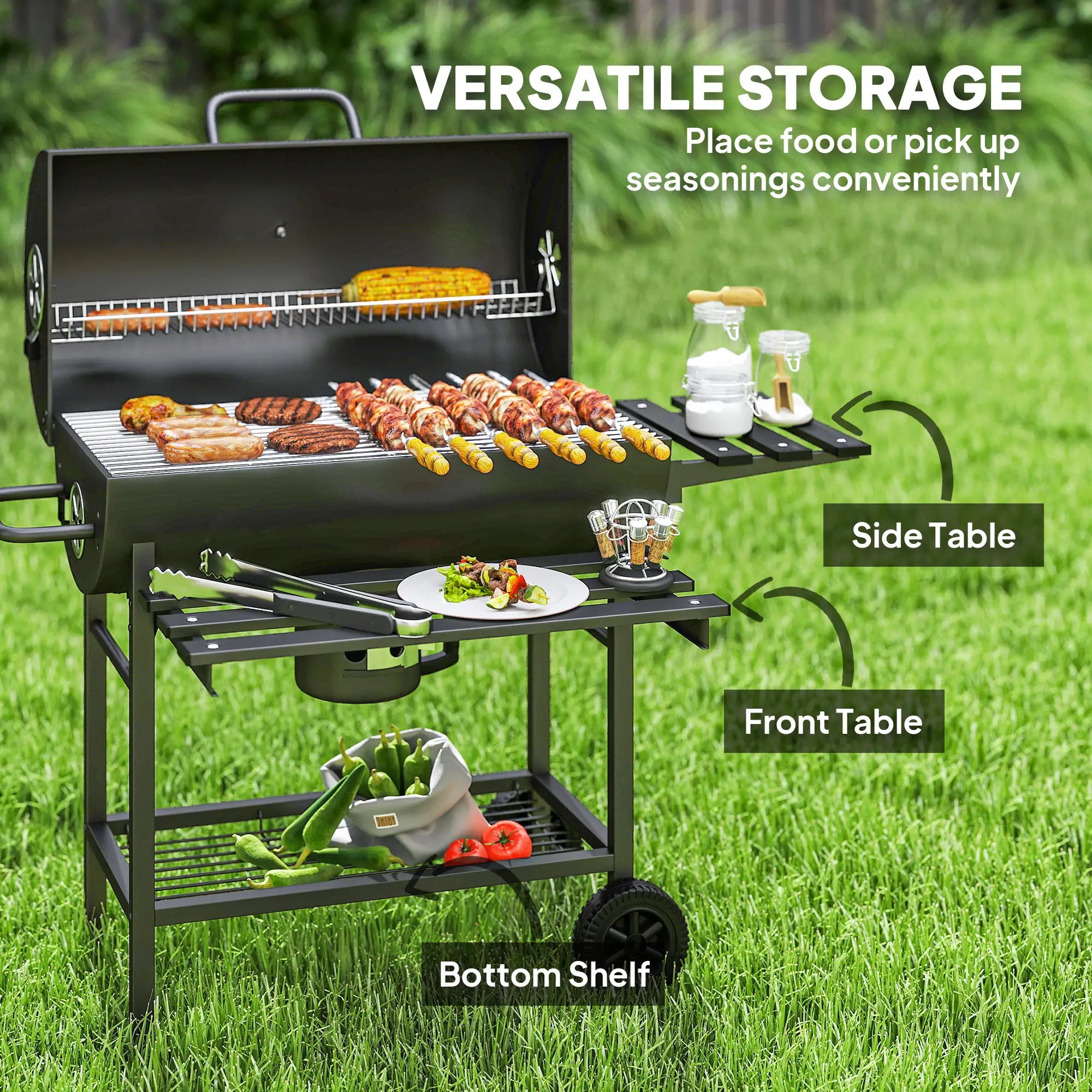 29 Inch Charcoal BBQ Grill With Foldable Table, Black Charcoal BBQ Grils at Gallery Canada