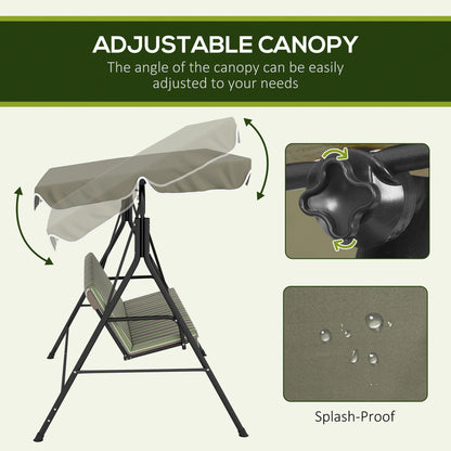 3-Seater Outdoor Porch Swing, Adjustable Canopy, Brown, Green Patio Swings with Stand at Gallery Canada