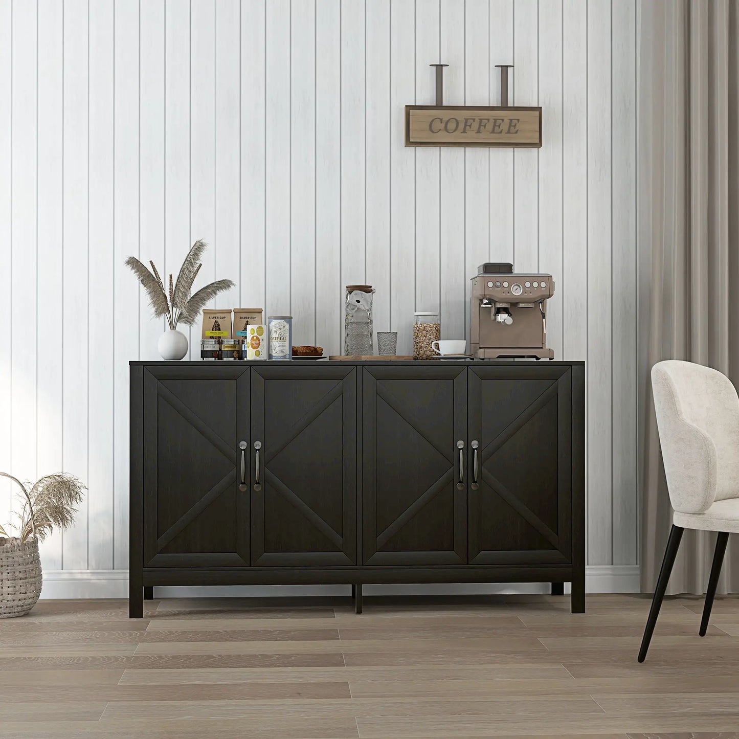 Sideboard Buffet, Storage Cabinet, TV Stand for 65 Inches, Black Oak Bar Cabinets at Gallery Canada