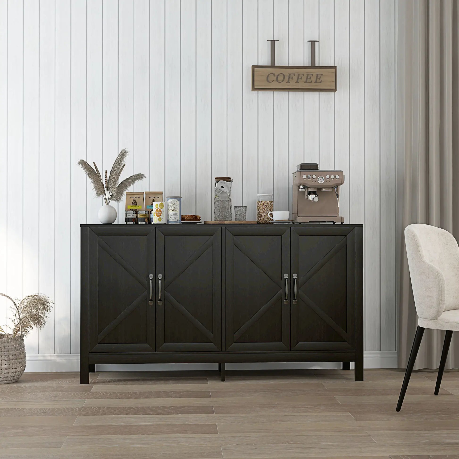 Sideboard Buffet, Storage Cabinet, TV Stand for 65 Inches, Black Oak Bar Cabinets at Gallery Canada