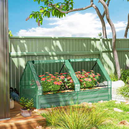 6' x 3' Bac à plantes en métal avec couvercle, Jardin surélevé, Vert et Gris foncé