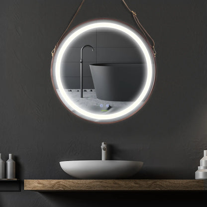 24'' Round LED Bathroom Mirror, Dimmable Anti Fog, 3 Color Temps, Rose Gold Wall Mirrors at Gallery Canada