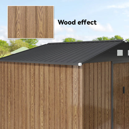 9.1'x6.4'x6.3' Garden Storage Shed, Lockable Double Doors, Vents, Teak Sheds at Gallery Canada
