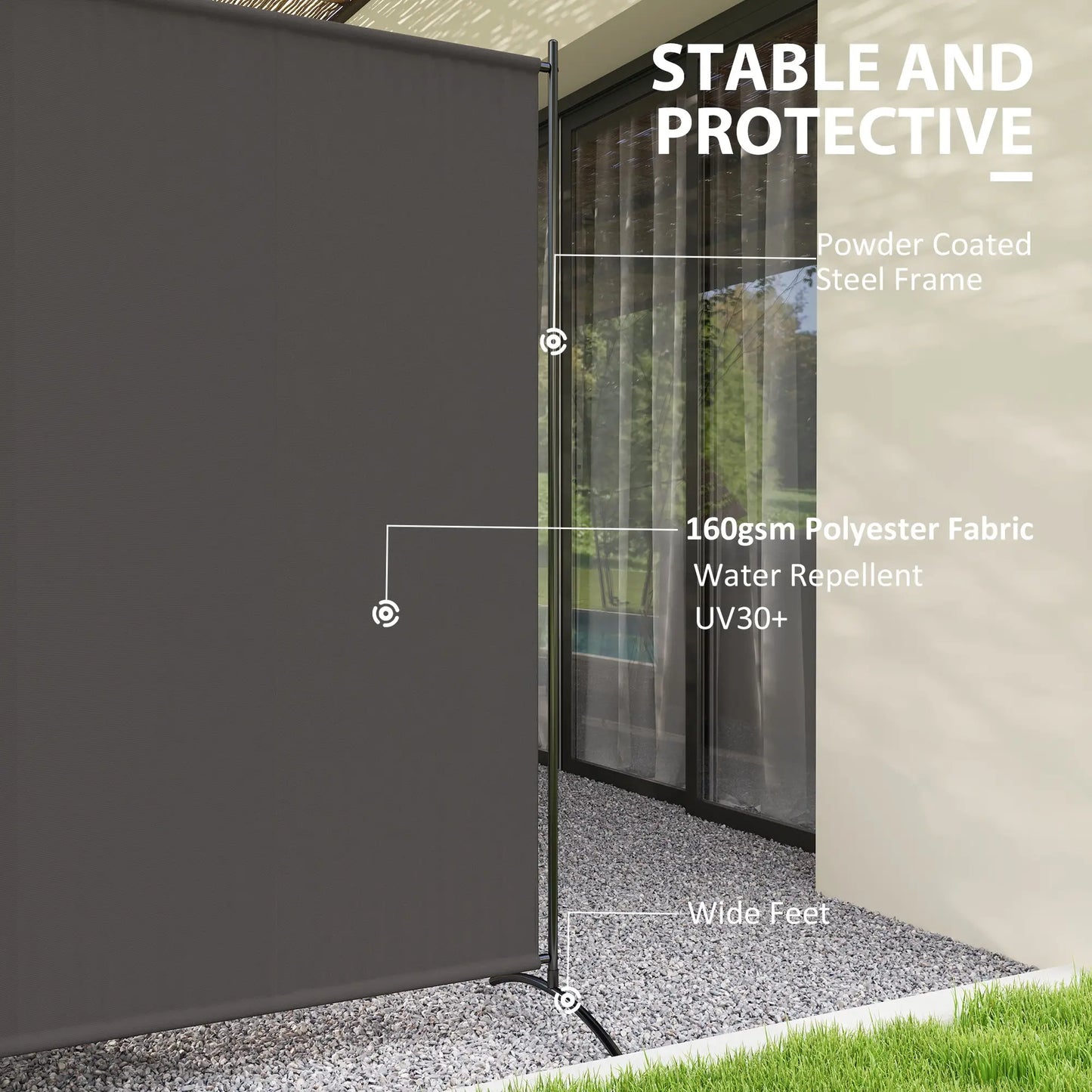 Single Panel Room Divider, UV30+ Privacy Screen, Dark Grey Side Awnings at Gallery Canada