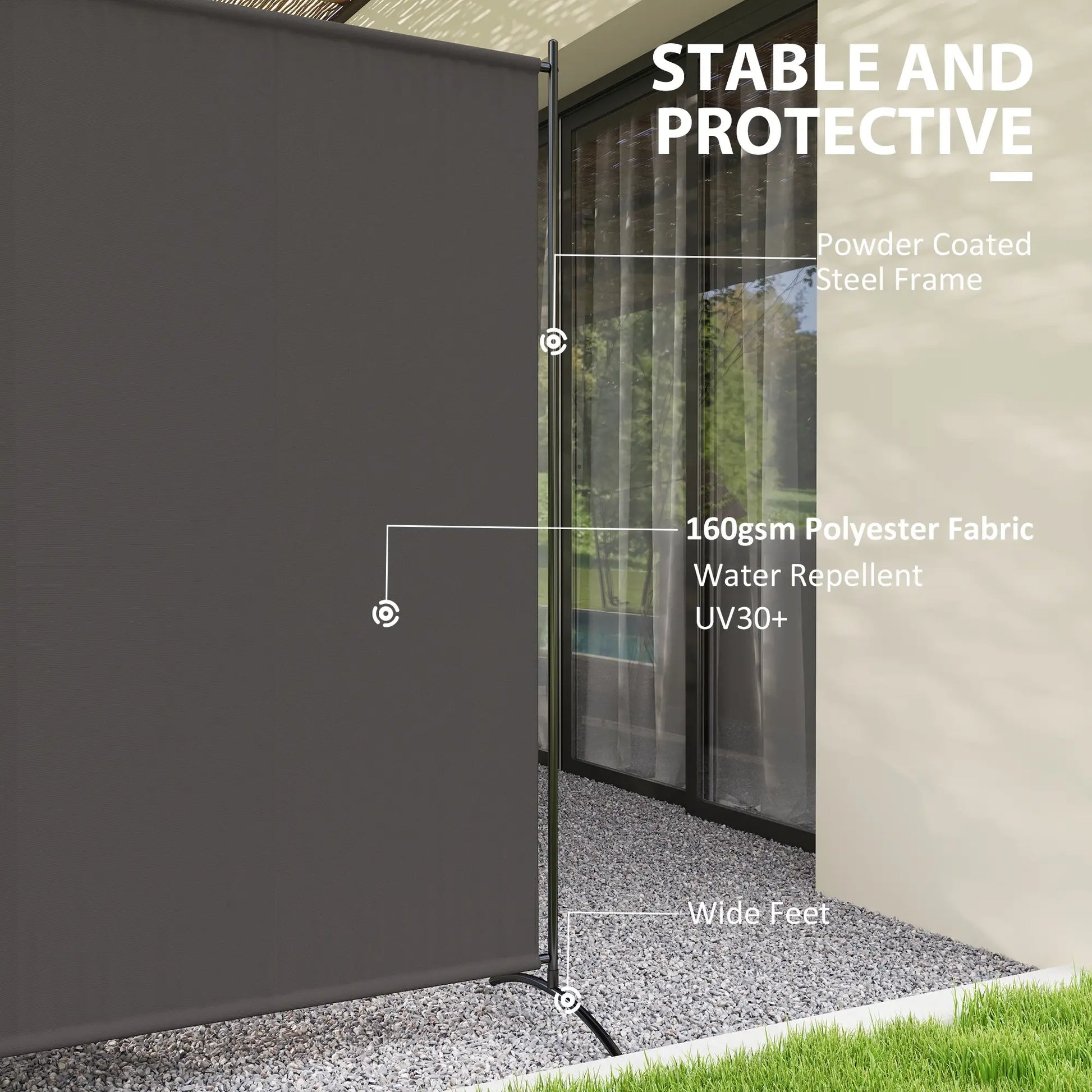 Single Panel Room Divider, UV30+ Privacy Screen, Dark Grey Side Awnings at Gallery Canada