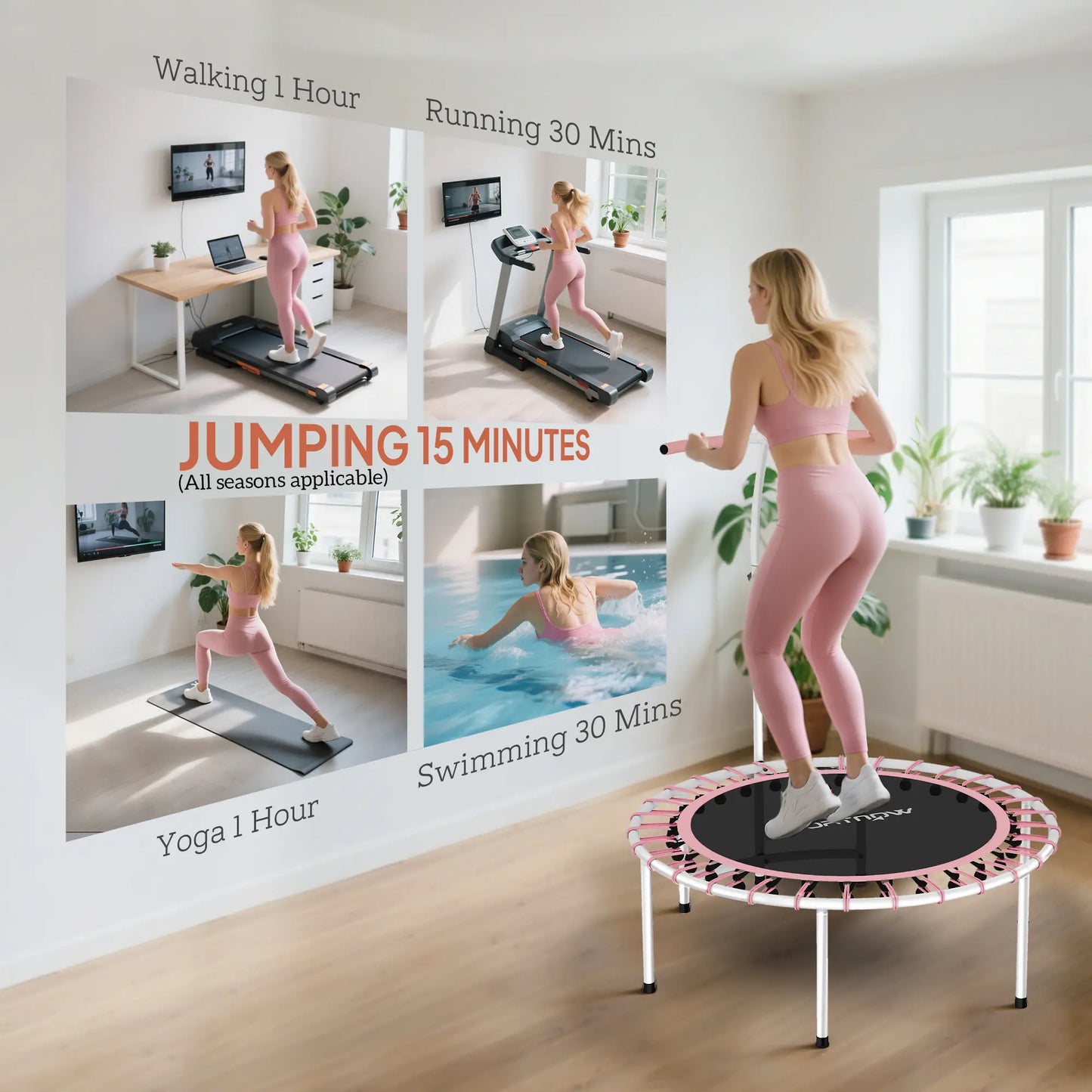 40" Foldable Bungee Rebounder Trampoline, Pink Trampolines at Gallery Canada