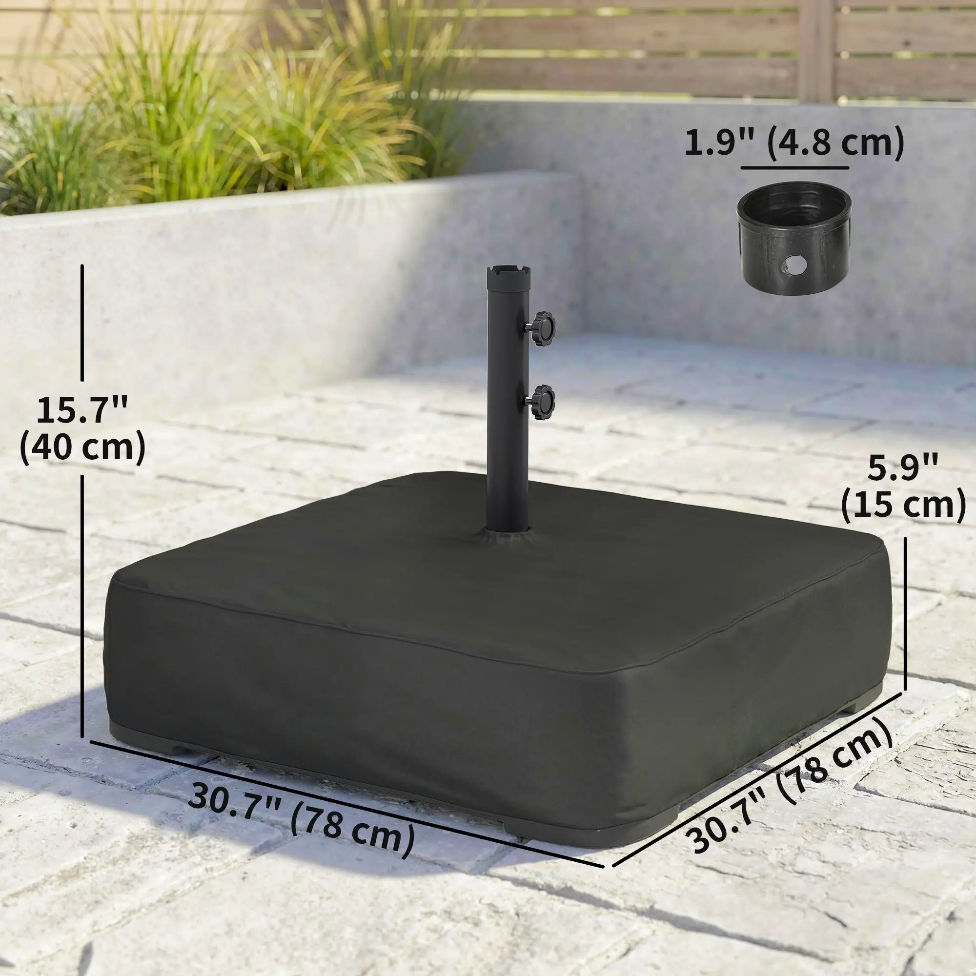 Sand Filled Parasol Base, 176 lbs, Heavy Duty Stand, Black Umbrella Bases at Gallery Canada