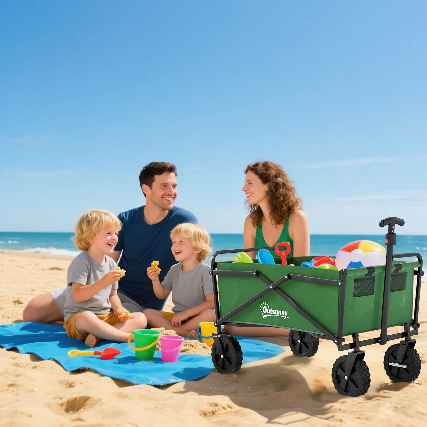Folding Wagon Cart, Heavy Duty Outdoor Utility, Collapsible Garden Trolley, Steel Frame, Oxford Fabric Folding Garden Carts at Gallery Canada
