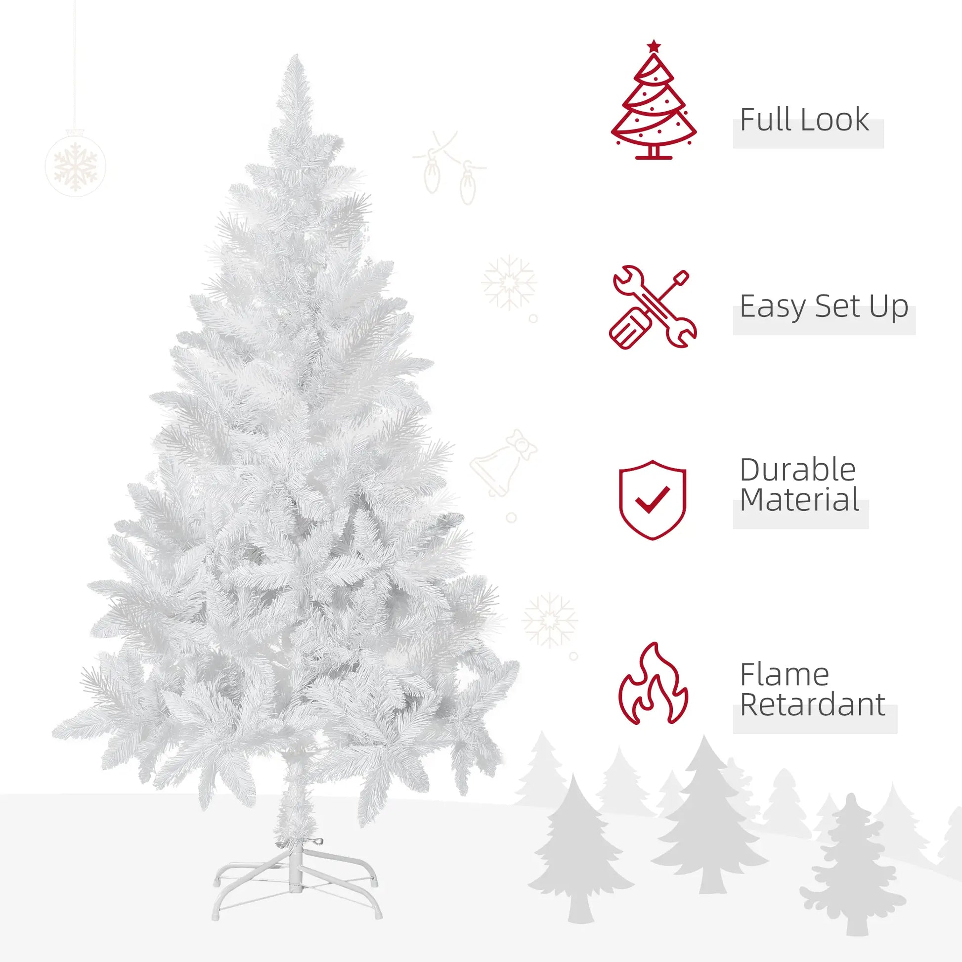 5ft Artificial Christmas Tree, Realistic Pine Branches, Auto Open, Indoor, White Artificial Christmas Trees at Gallery Canada